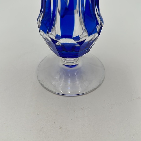 Art Deco Cobalt Blue Cut to Clear CRYSTAL VASE - Picture 12 of 16